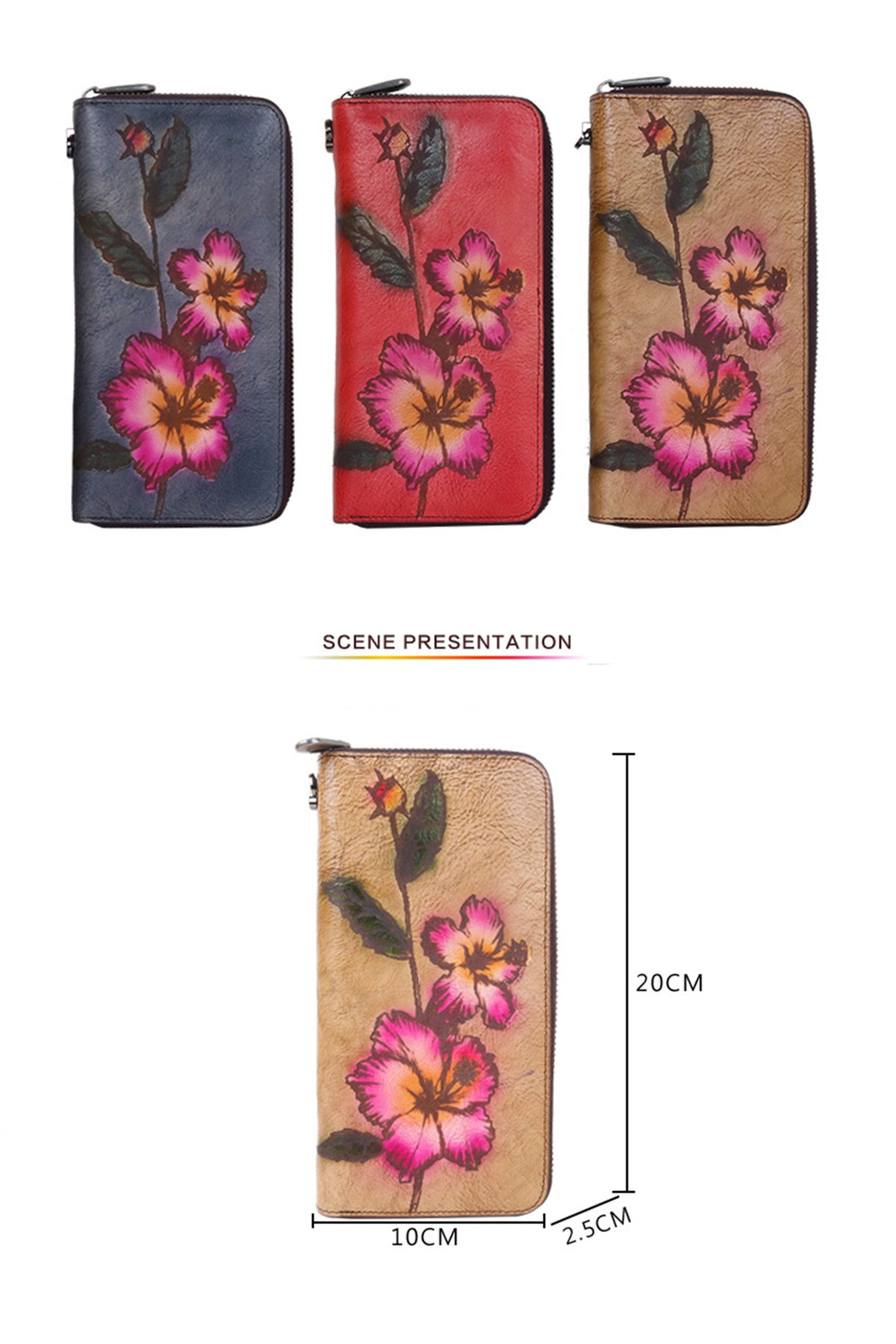 Hibiscus Floral Real Leather Wristlets HB1119
