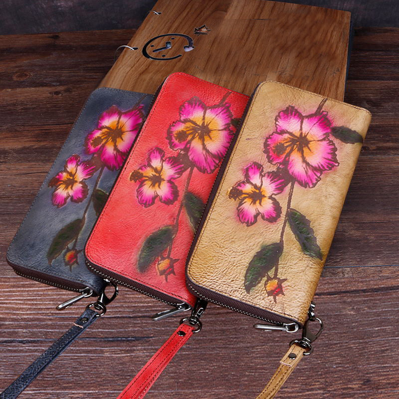 Hibiscus Floral Real Leather Wristlets HB1119