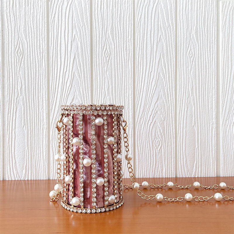 Rhinestone Pearl Cylinder Handbags HB1130