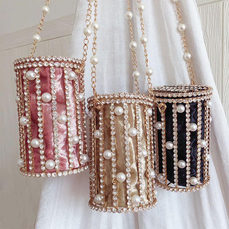 Rhinestone Pearl Cylinder Handbags HB1130