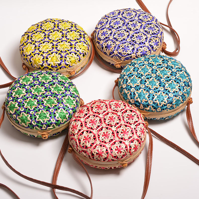 Rattan Flower Round Crossbody HB1197