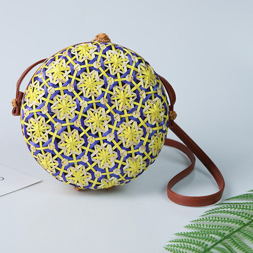 Rattan Flower Round Crossbody HB1197