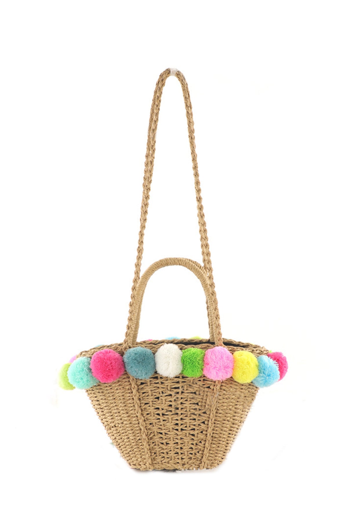 Pompom Braided Tote Bag HB1220