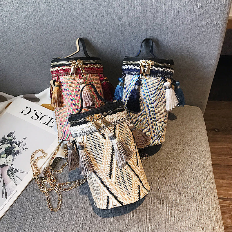 Snakeskin Printed Cylinder Crossbody HB1447