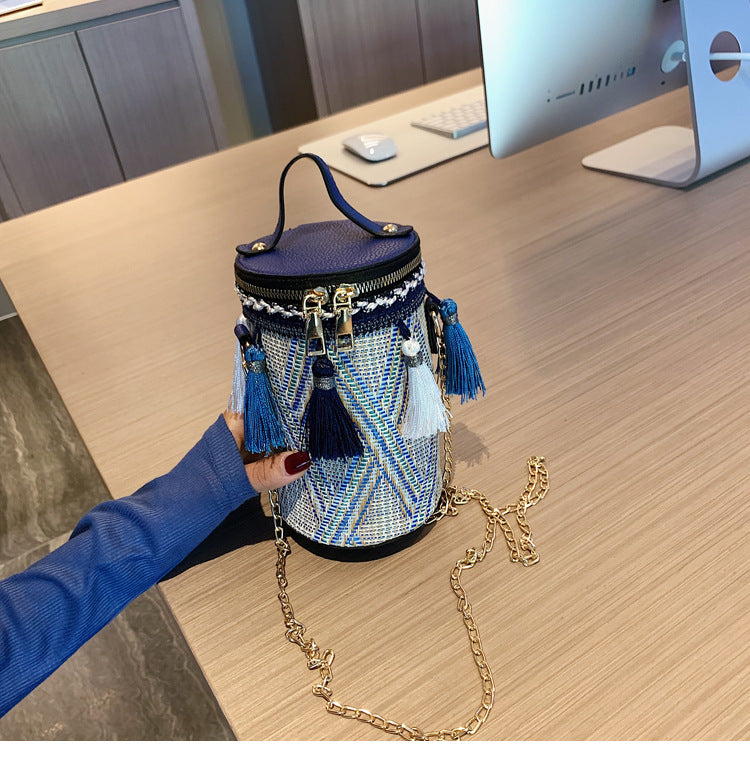 Snakeskin Printed Cylinder Crossbody HB1447