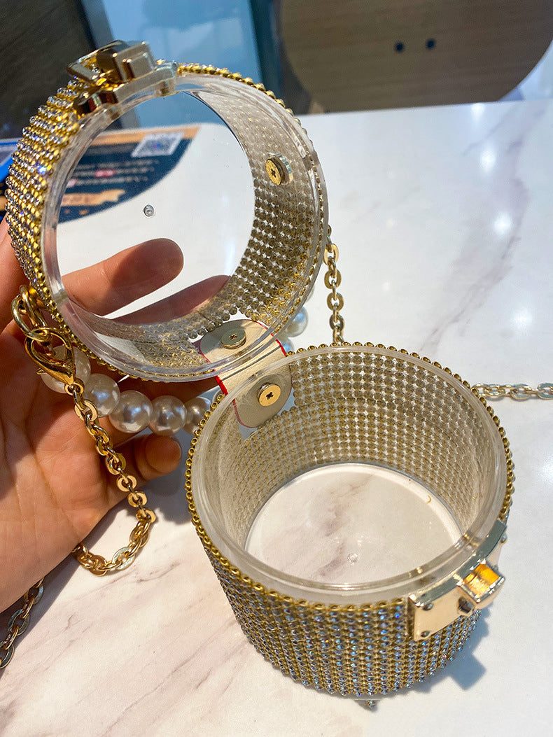 Rhinestone Acrylic Cylinder Bag HB1481
