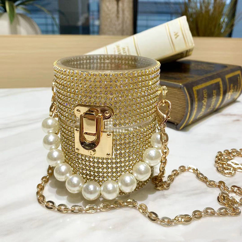Rhinestone Acrylic Cylinder Bag HB1481