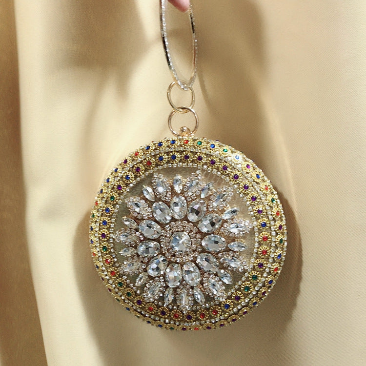 Floral Circle Rhinestone Clutch HB1569