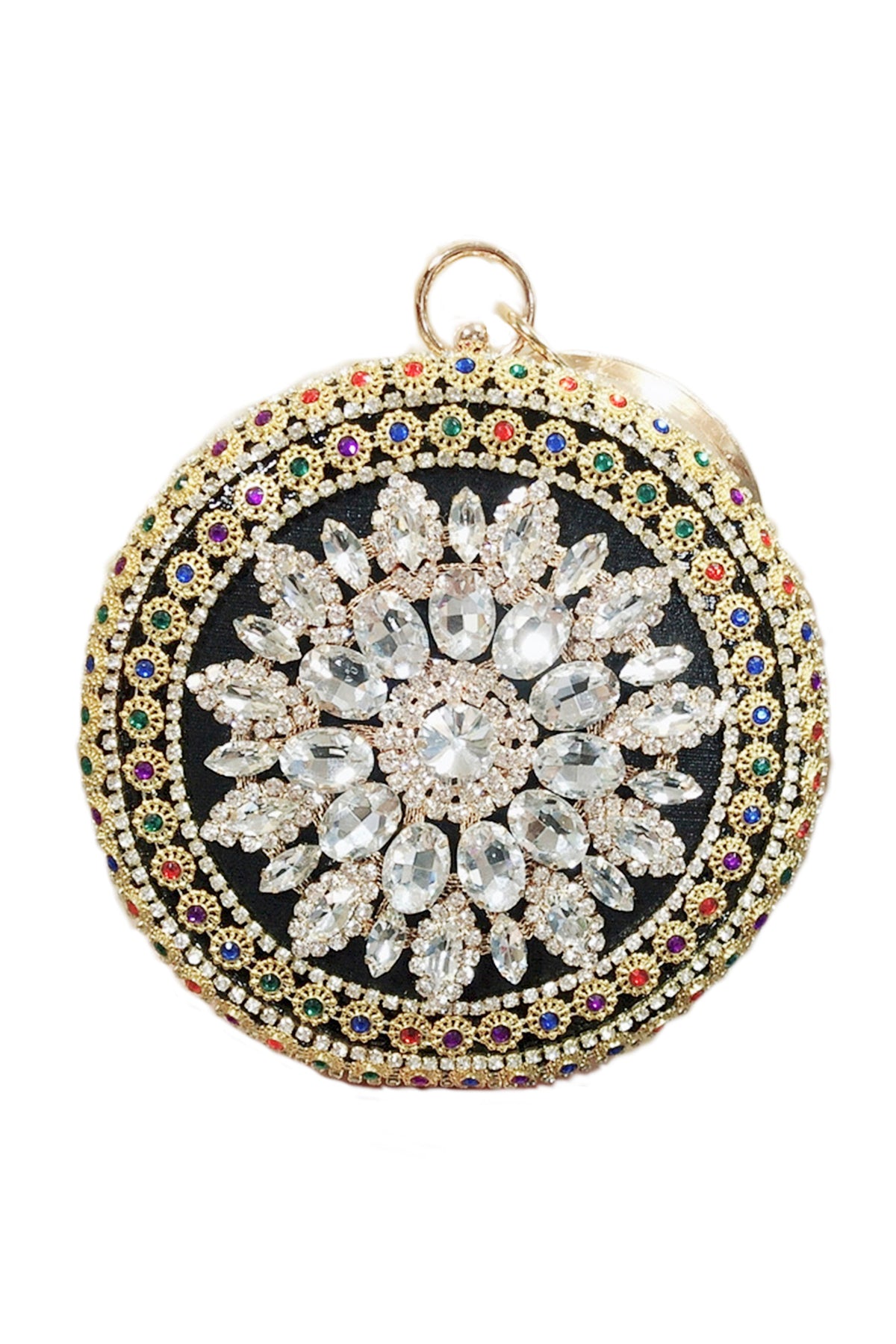 Floral Circle Rhinestone Clutch HB1569