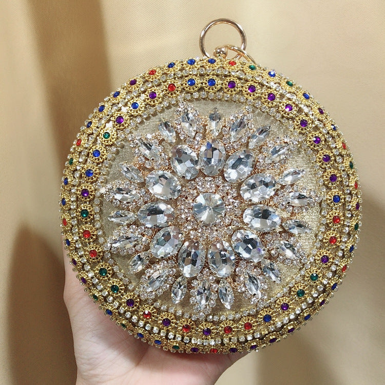Floral Circle Rhinestone Clutch HB1569