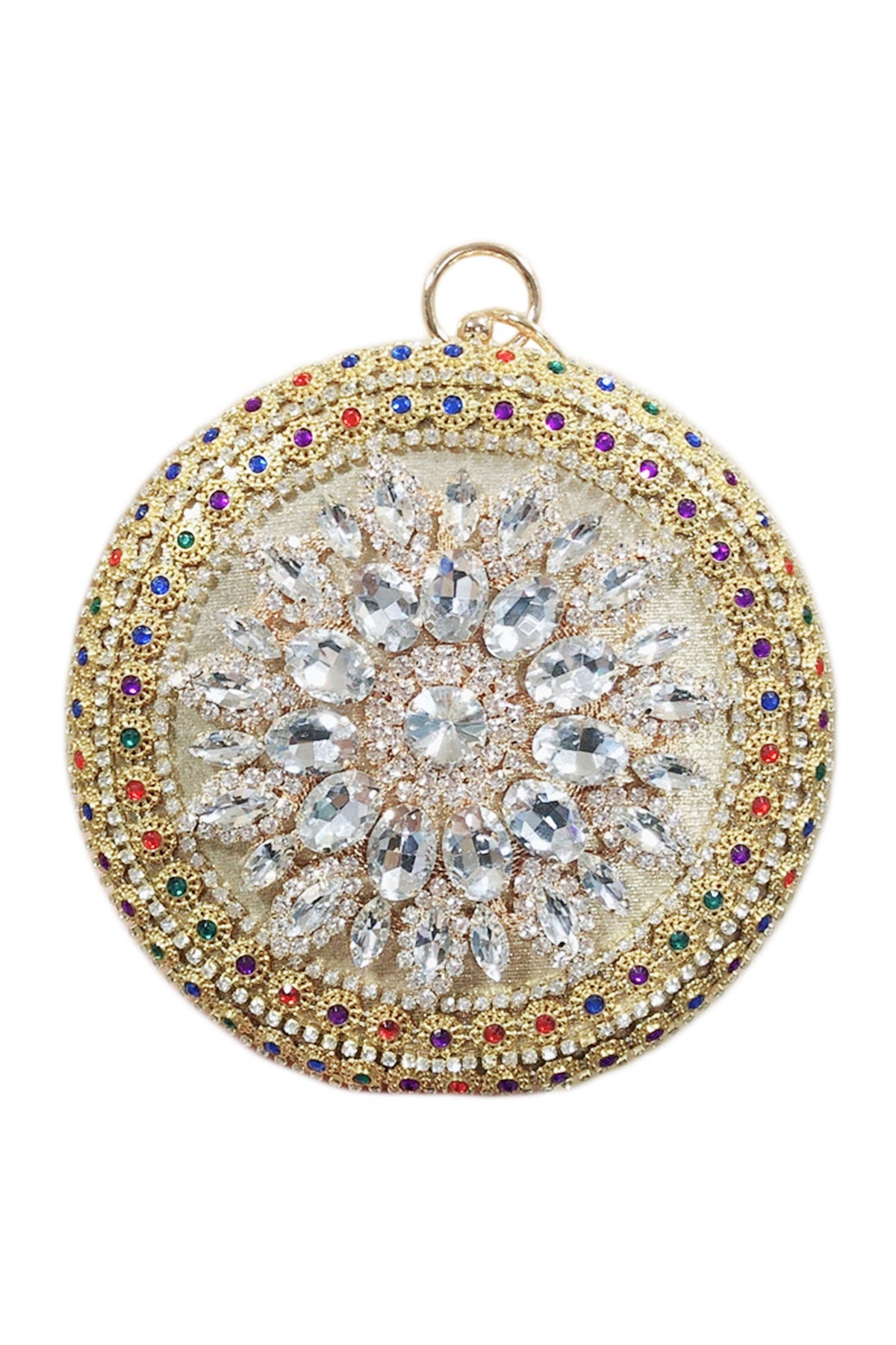 Floral Circle Rhinestone Clutch HB1569