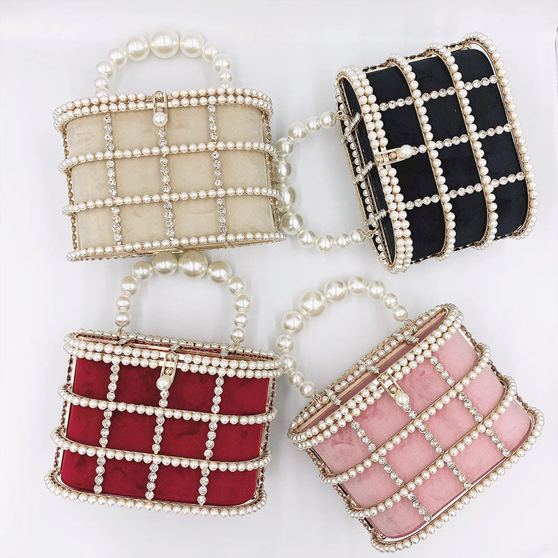 Euro Style Pearl Rhinestone Clutch HB1591