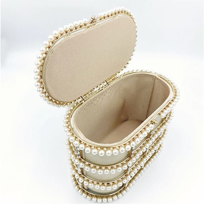 Euro Style Pearl Rhinestone Clutch HB1591