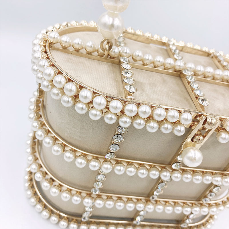 Euro Style Pearl Rhinestone Clutch HB1591