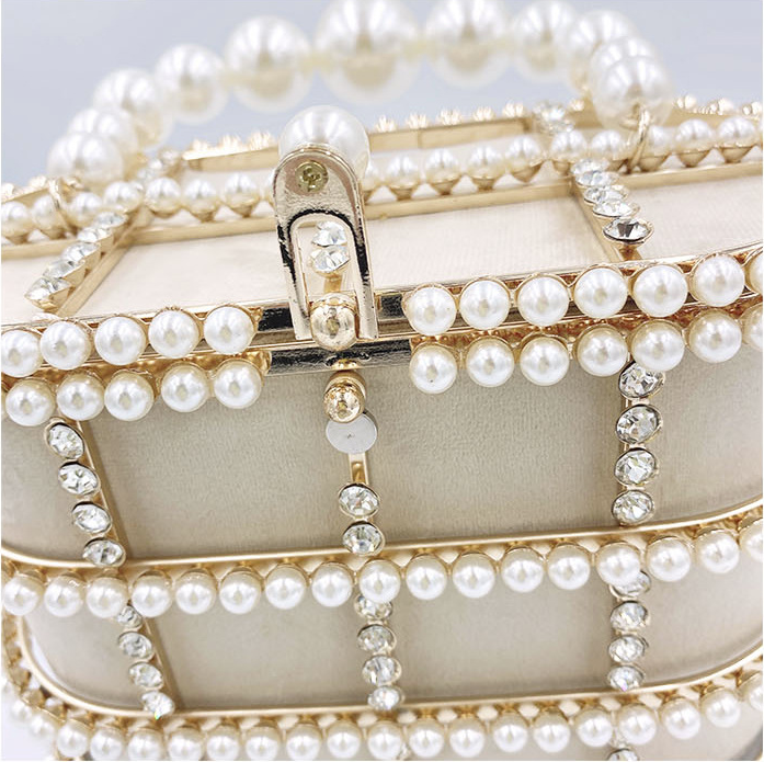 Euro Style Pearl Rhinestone Clutch HB1591