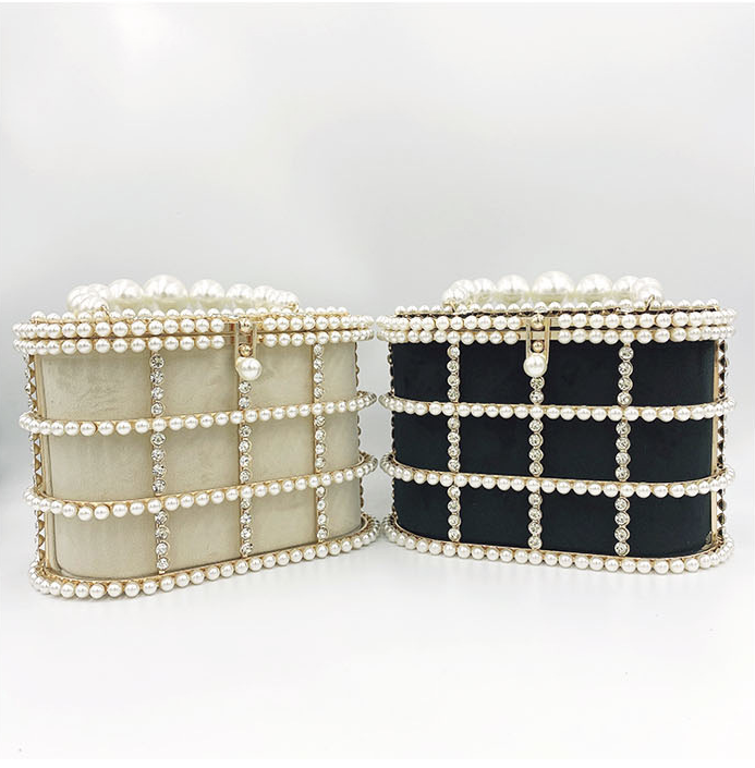 Euro Style Pearl Rhinestone Clutch HB1591