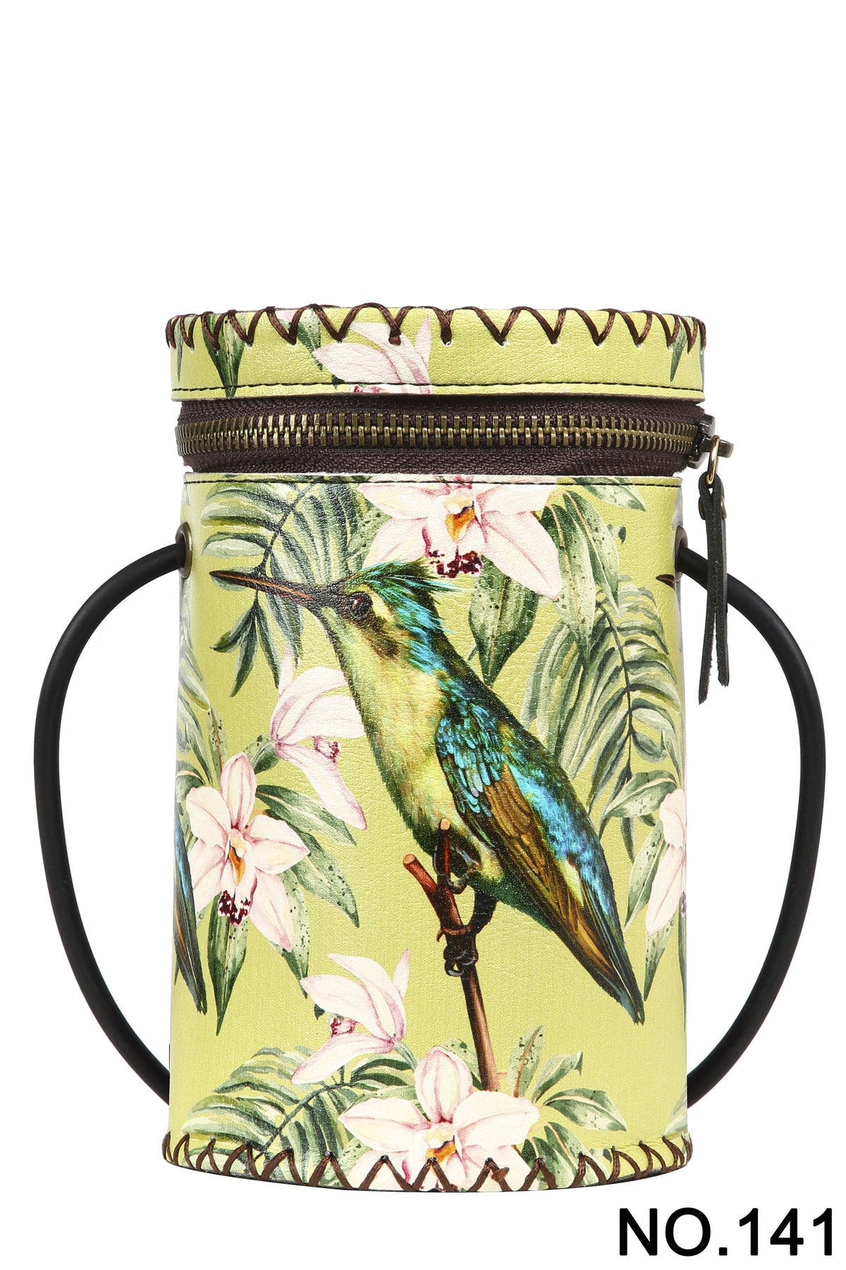 Floral Woodpecker Hand Stitch Cylinder Bag HB1622 - 141