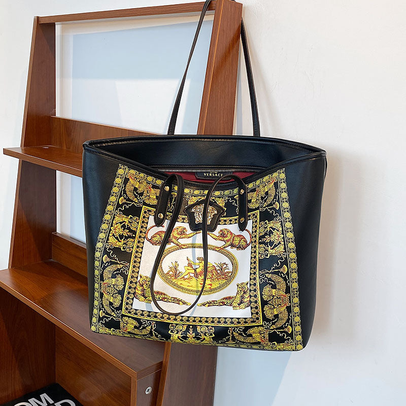 Myth Pattern Leather Tote Bag HB1678