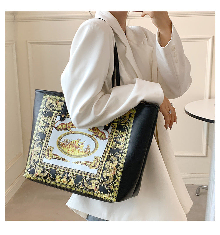 Myth Pattern Leather Tote Bag HB1678