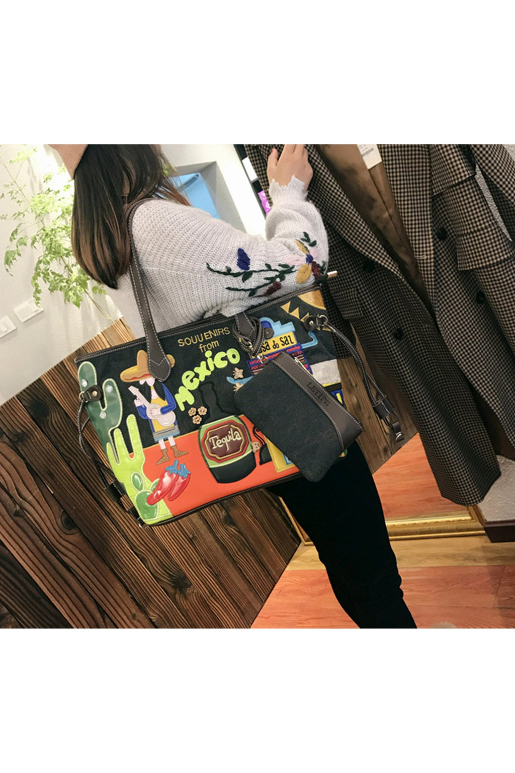 Mexico Style Pu Leather Tote Bag HB1700