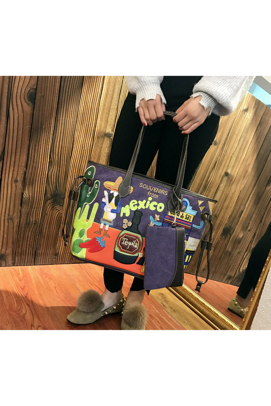 Mexico Style Pu Leather Tote Bag HB1700