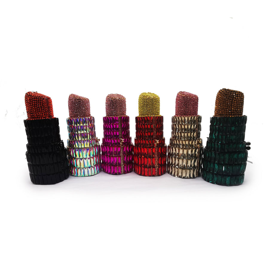 Lipstick Rhinestone Evening Bag HB1727