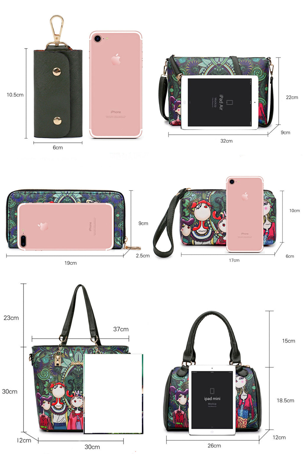 Forest Printed Six-piece Bag Set