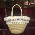 Pompom Straw Tote Bag HB1811