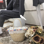Pompom Straw Tote Bag HB1811