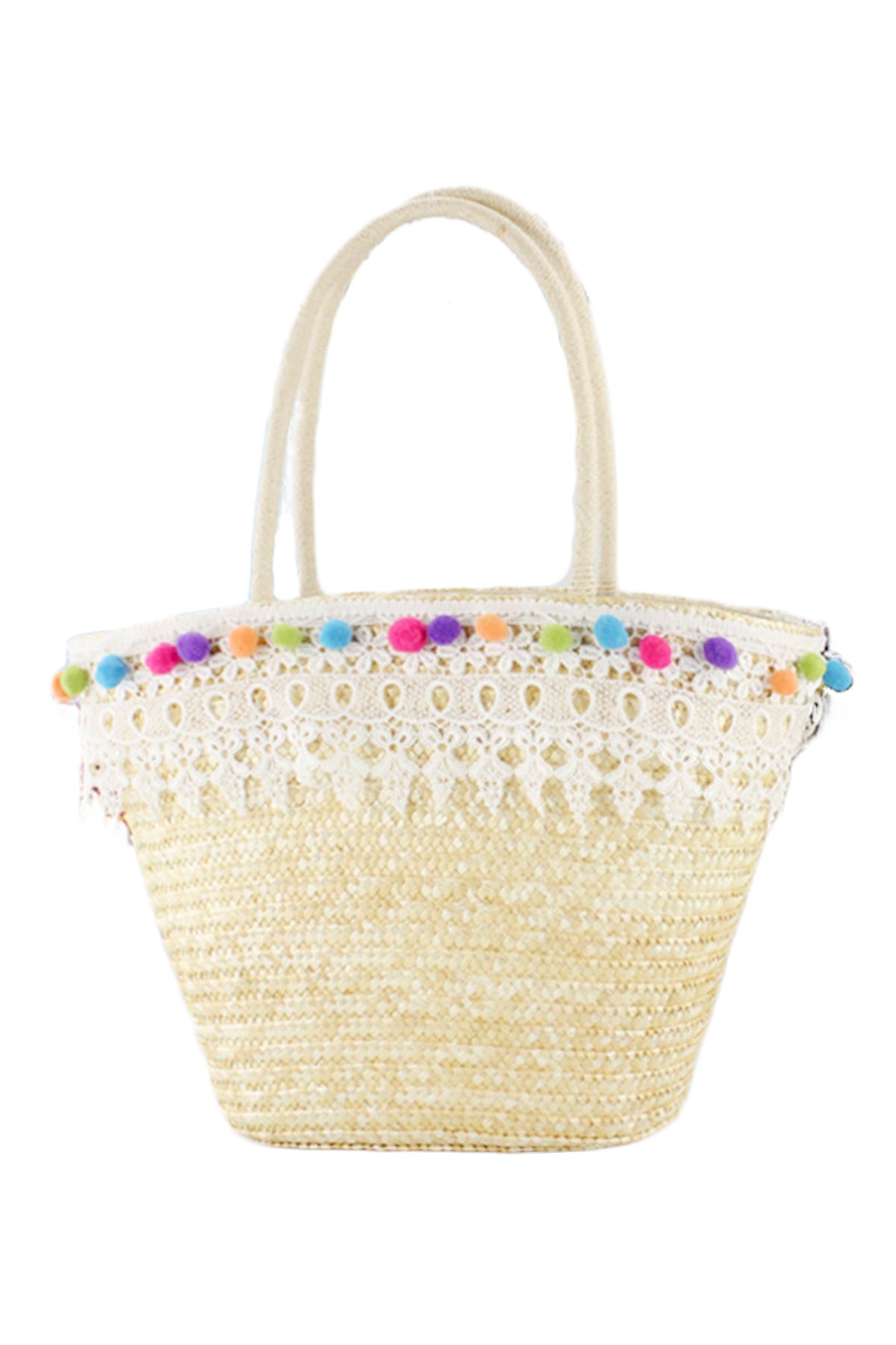 Pompom Straw Tote Bag HB1811