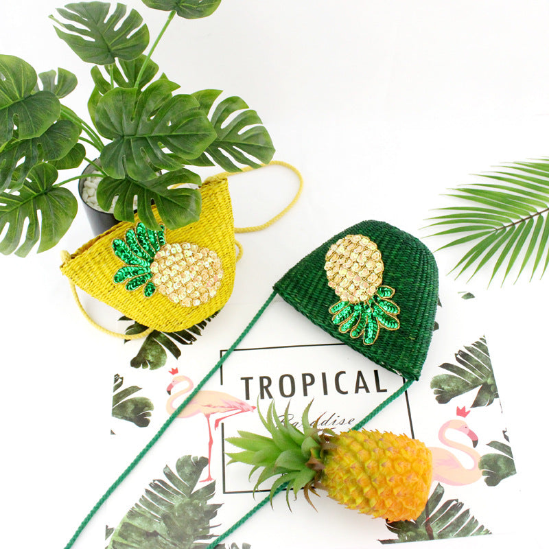 Pineapple Straw Crossbody Bag HB1812