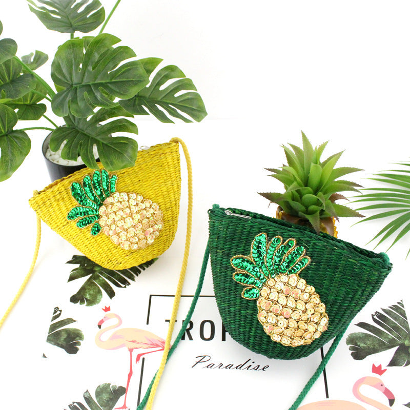 Pineapple Straw Crossbody Bag HB1812