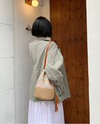 Tassel Straw Bucket Bag HB1813