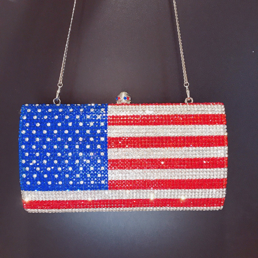 American Flag Rhinestone Evening Bag HB1829