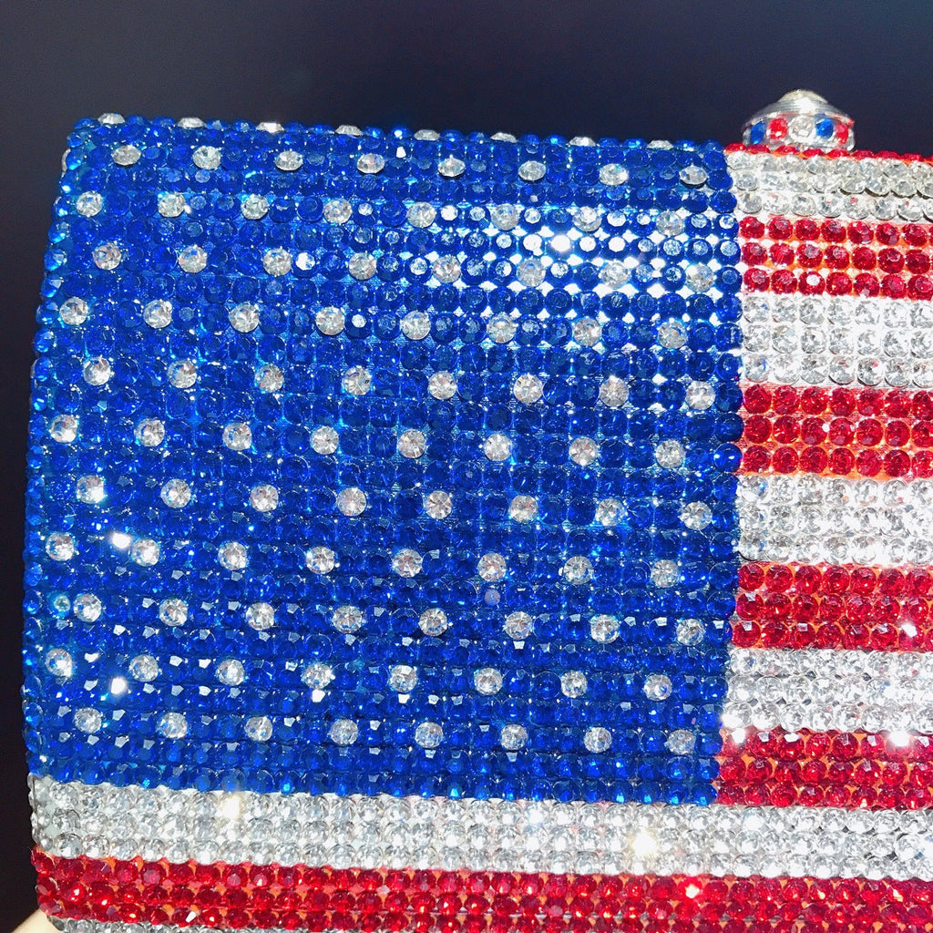 American Flag Rhinestone Evening Bag HB1829