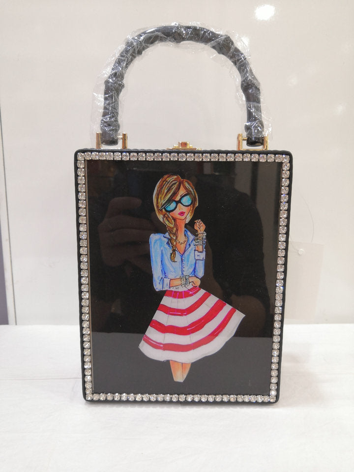 Lady Pattern Acrylic Handbag HB1880