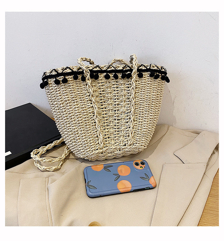 Pompom Straw Crossbody HB1995