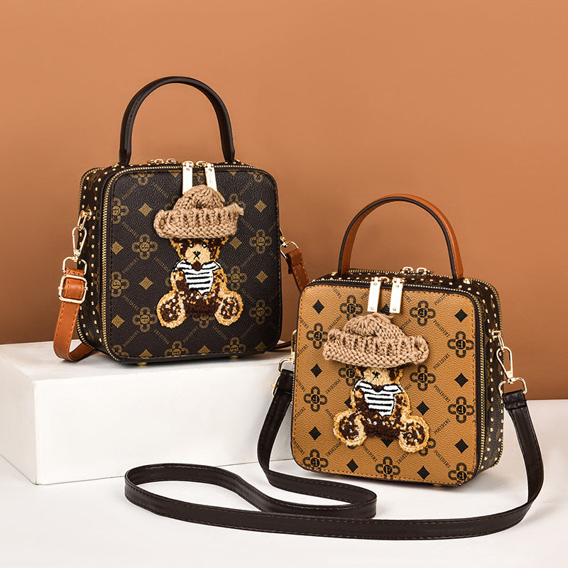 Bear Suqare Printed Crossbody Bag HB2010
