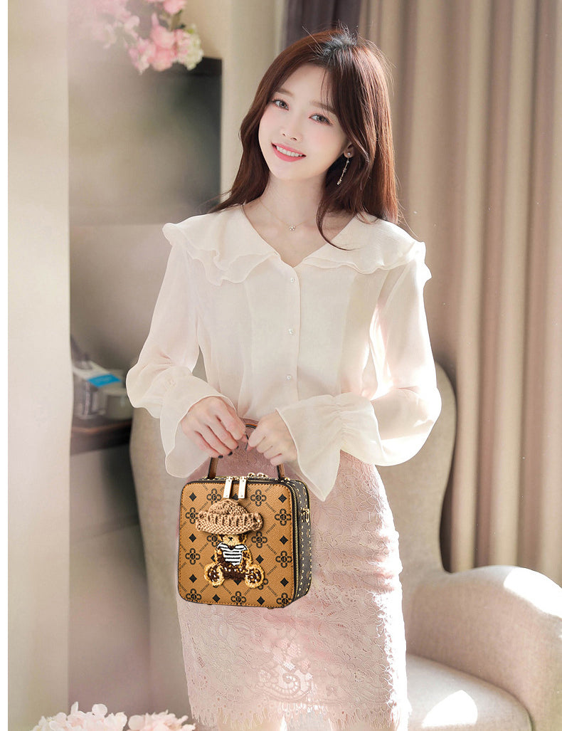 Bear Suqare Printed Crossbody Bag HB2010