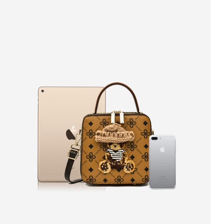Bear Suqare Printed Crossbody Bag HB2010