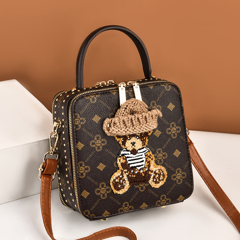 Bear Suqare Printed Crossbody Bag HB2010