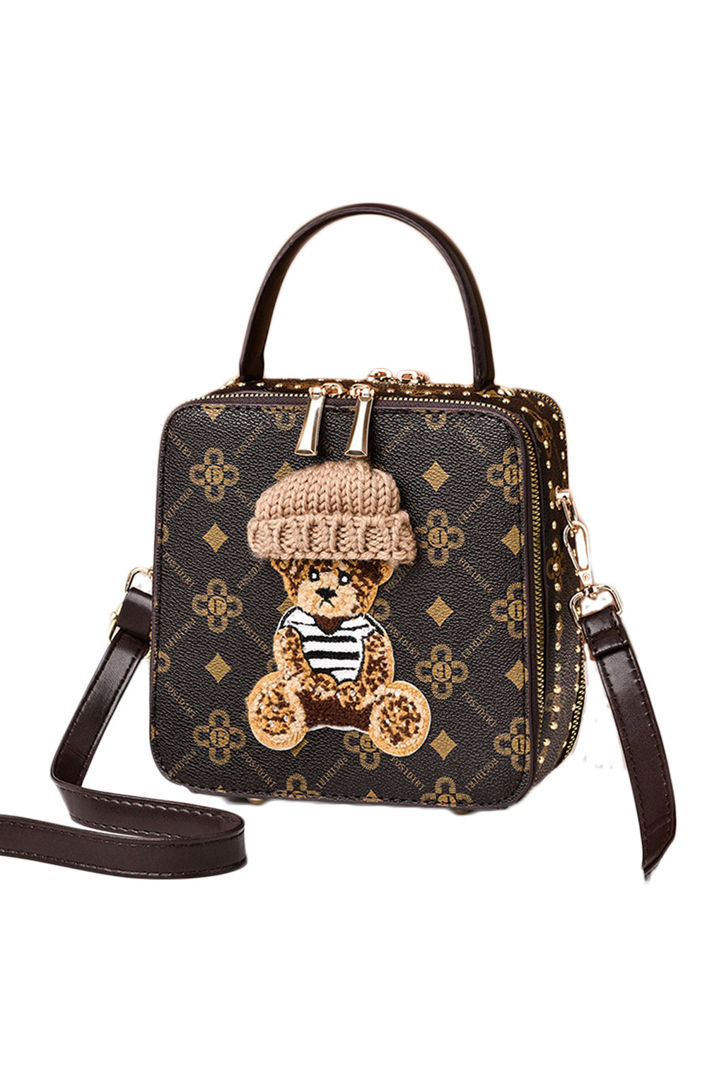 Bear Suqare Printed Crossbody Bag HB2010