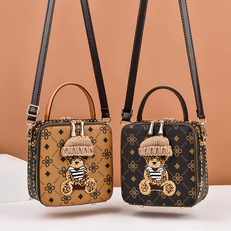 Bear Suqare Printed Crossbody Bag HB2010