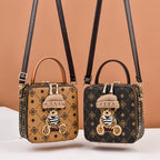 Bear Suqare Printed Crossbody Bag HB2010