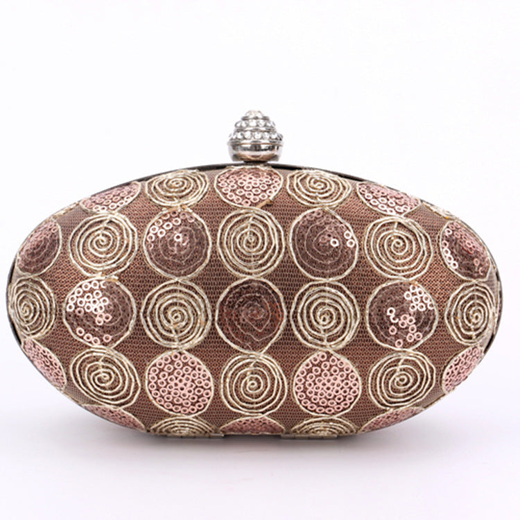 Sequin Lace Oval Evening Bag HB2019