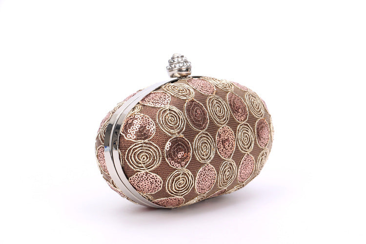 Sequin Lace Oval Evening Bag HB2019