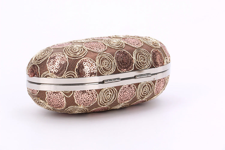 Sequin Lace Oval Evening Bag HB2019