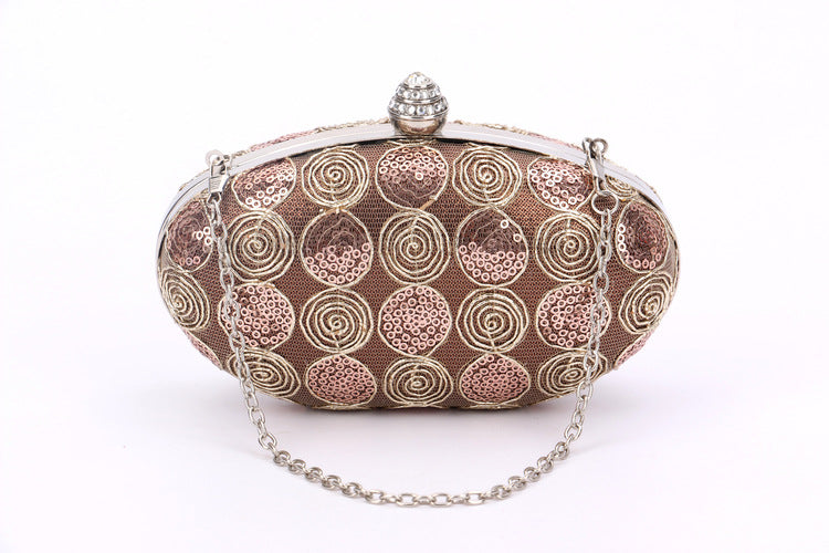 Sequin Lace Oval Evening Bag HB2019