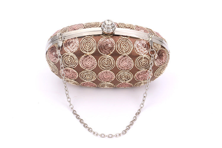 Sequin Lace Oval Evening Bag HB2019