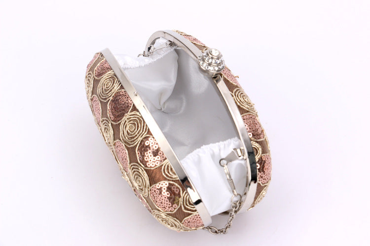 Sequin Lace Oval Evening Bag HB2019
